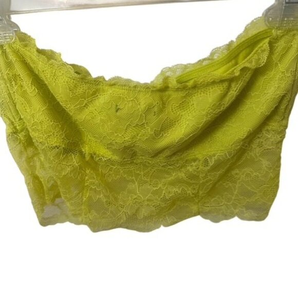 American Eagle Outfitters Women's M Cropped Tube Top Neon Green Lace Bra Support - Picture 3 of 5